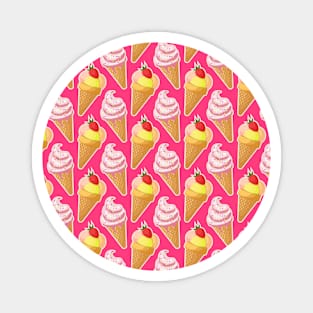 Kawaii pink pattern with strawberry ice cream Magnet